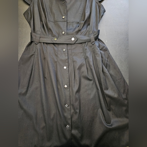 NWT - Alfani Cotton Satin Finish Black Shirt Dress - Size 16W - Picture 9 of 12